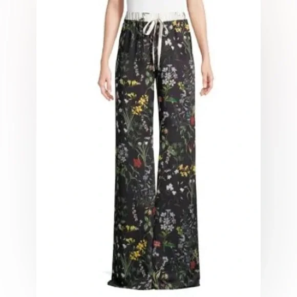 ALEXIS *Pearson* black floral botanical flare boho hippie pants M
